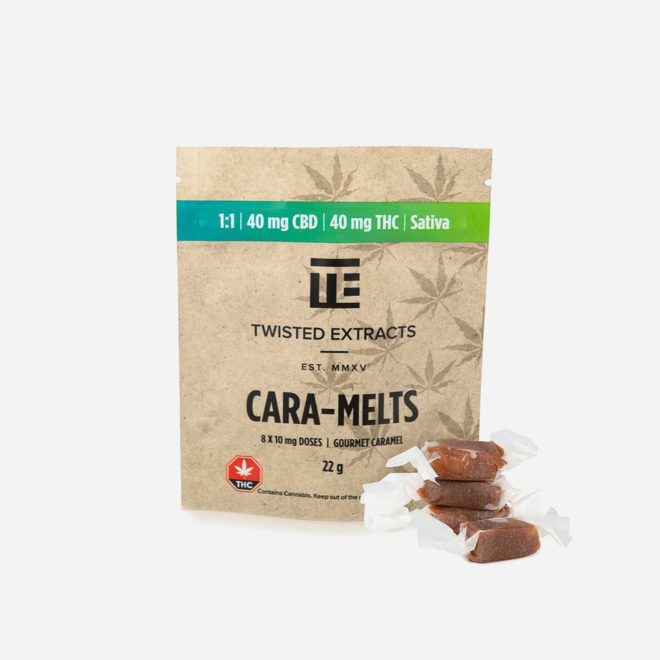 Sativa 1:1 Cara-Melts 80mg THC:CBD Caramel Candy by Twisted Extracts for Energy | My Supply Co. | Consciously curated cannabis