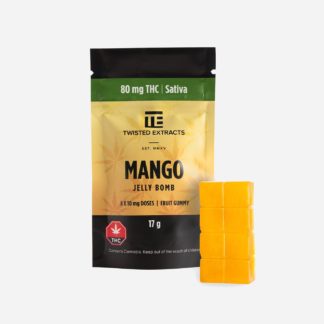 Sativa Jelly Bomb 80mg THC Mango Gummy by Twisted Extracts for Energy | My Supply Co. | Consciously curated cannabis
