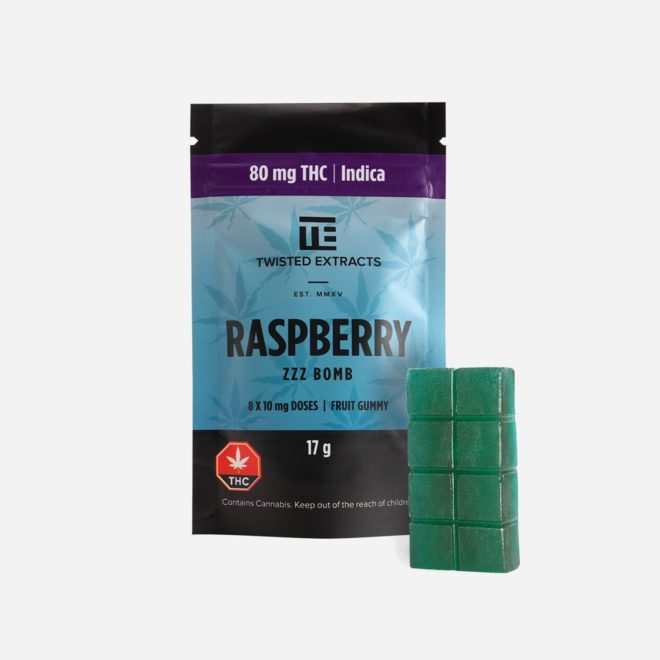 ndica ZZZ Jelly Bomb 80mg THC Blue Raspberry Gummy by Twisted Extracts for Sleep | My Supply Co. | Consciously curated cannabis