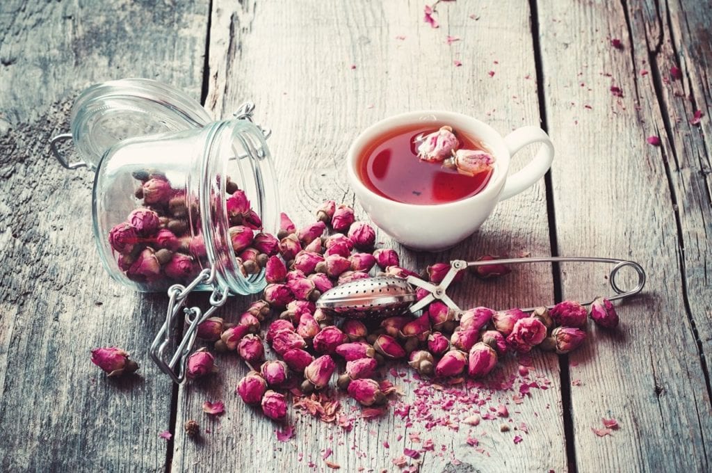 CBD Tisane Recipes for Soothing your Anxiety | Recipes | My Supply Co. Rose buds prepared in tea cup.
