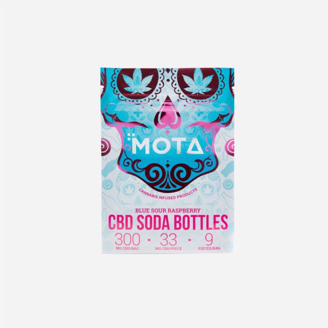 CBD Blue Sour Raspberry Soda Bottles by Mota Cannabis for Anxiety | My Supply Co. | Consciously curated cannabis package