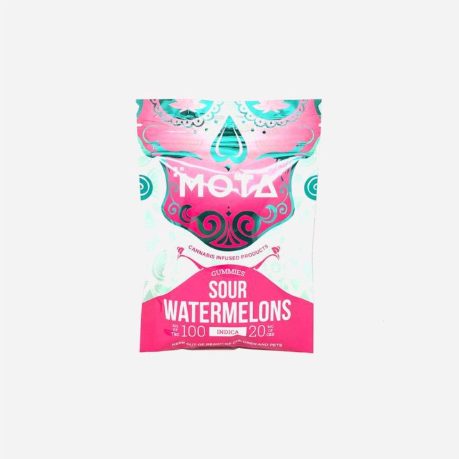 Indica THC:CBD 5:1 Sour Watermelon Gummy by Mota Cannabis for Appetite | My Supply Co. | Consciously curated cannabis Package