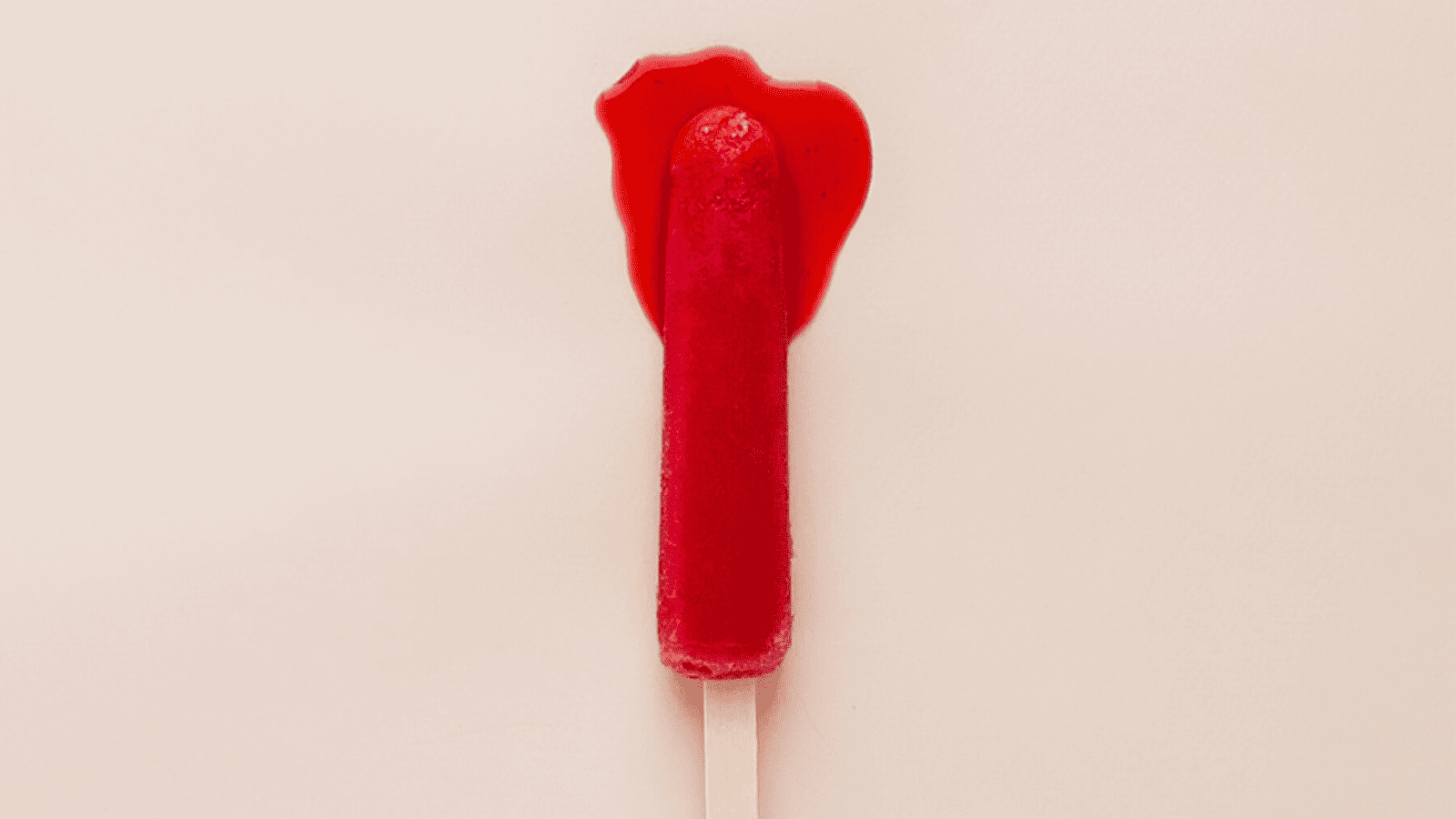 A melted blood red popsicle