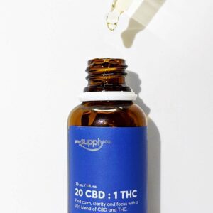 Bottle of CBD Oil and THC Oil in a 20-to-1 Ratio for the Ultimate Cannabis Dosage Guide