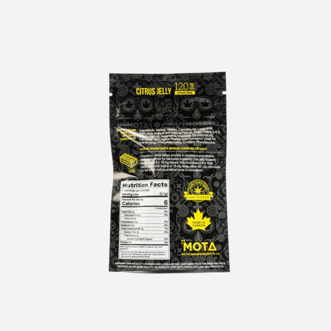120mg THC Hybrid Sugar-Free Citrus Jelly by Mota Cannabis for Mood | My Supply Co. | Consciously curated cannabis back