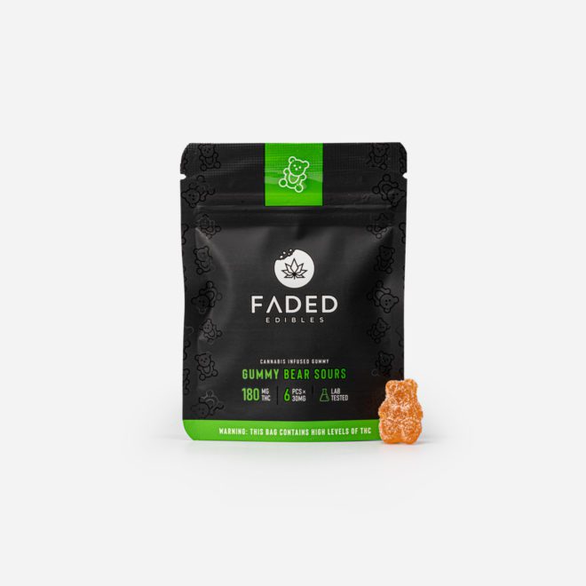 Faded Cannabis Co. Vegan THC Gummy Bear Sours - 180mg | My Supply Co.