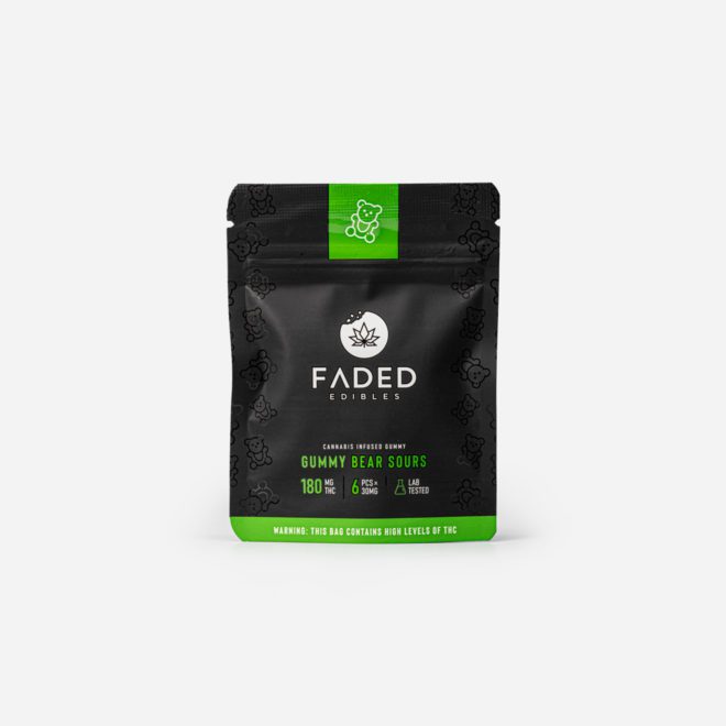 Faded Cannabis Co. Vegan THC Gummy Bear Sours - 180mg | My Supply Co.