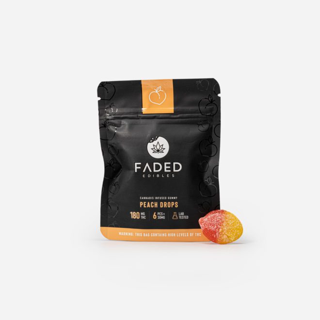 Faded Cannabis Co. Vegan THC Peach Drops - 180mg | My Supply Co.