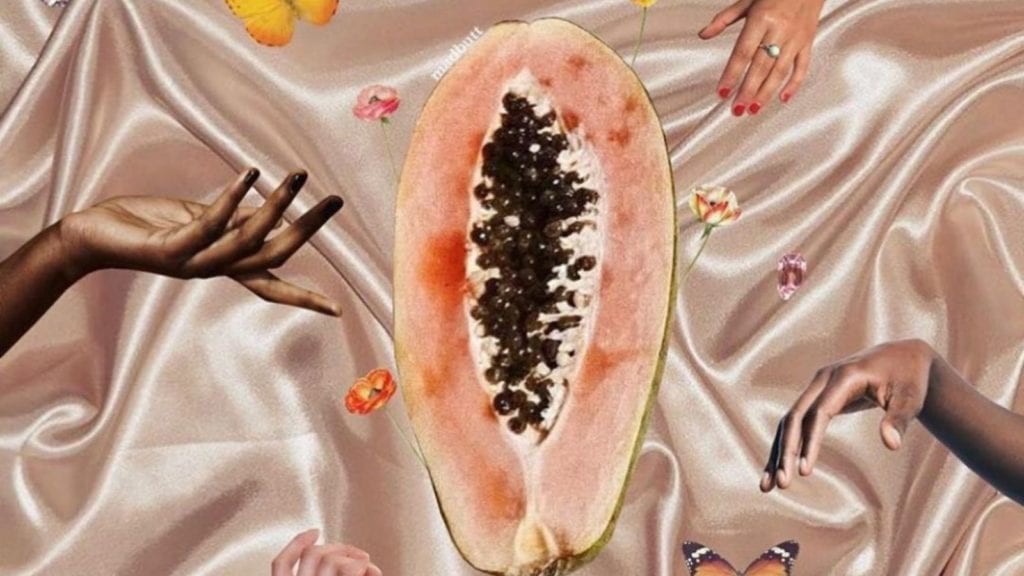 Medical Cannabis & Endometriosis — What’s the Significance? | Wellness | My Supply Co. A conceptual image of the female reproductive system including a papaya and hands