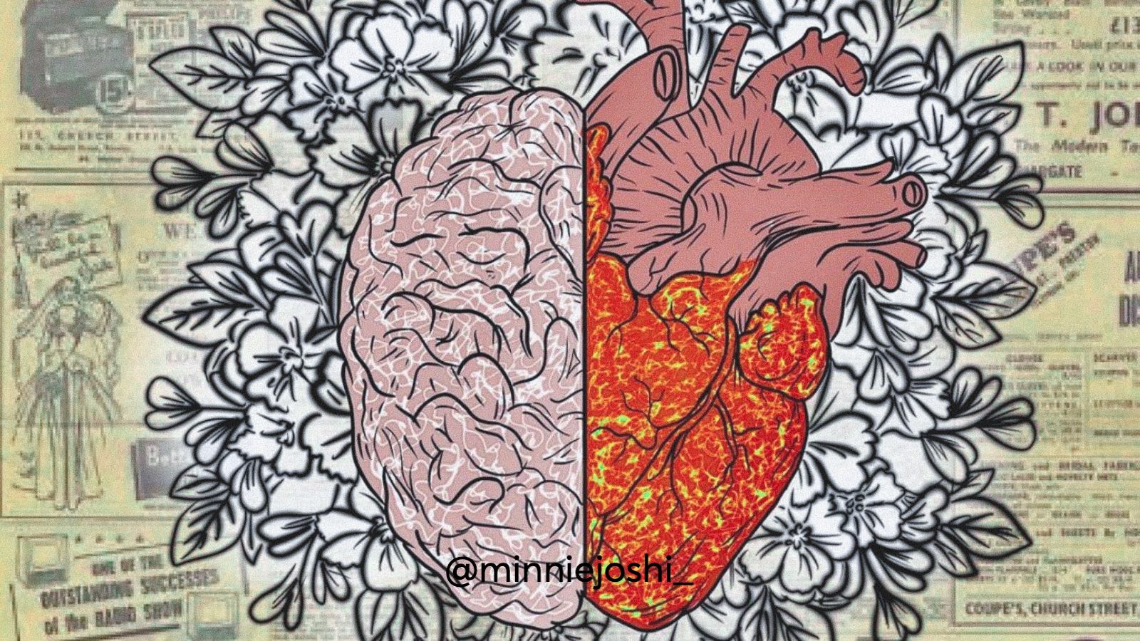 An illustration of a brain and a heart, merged into one.
