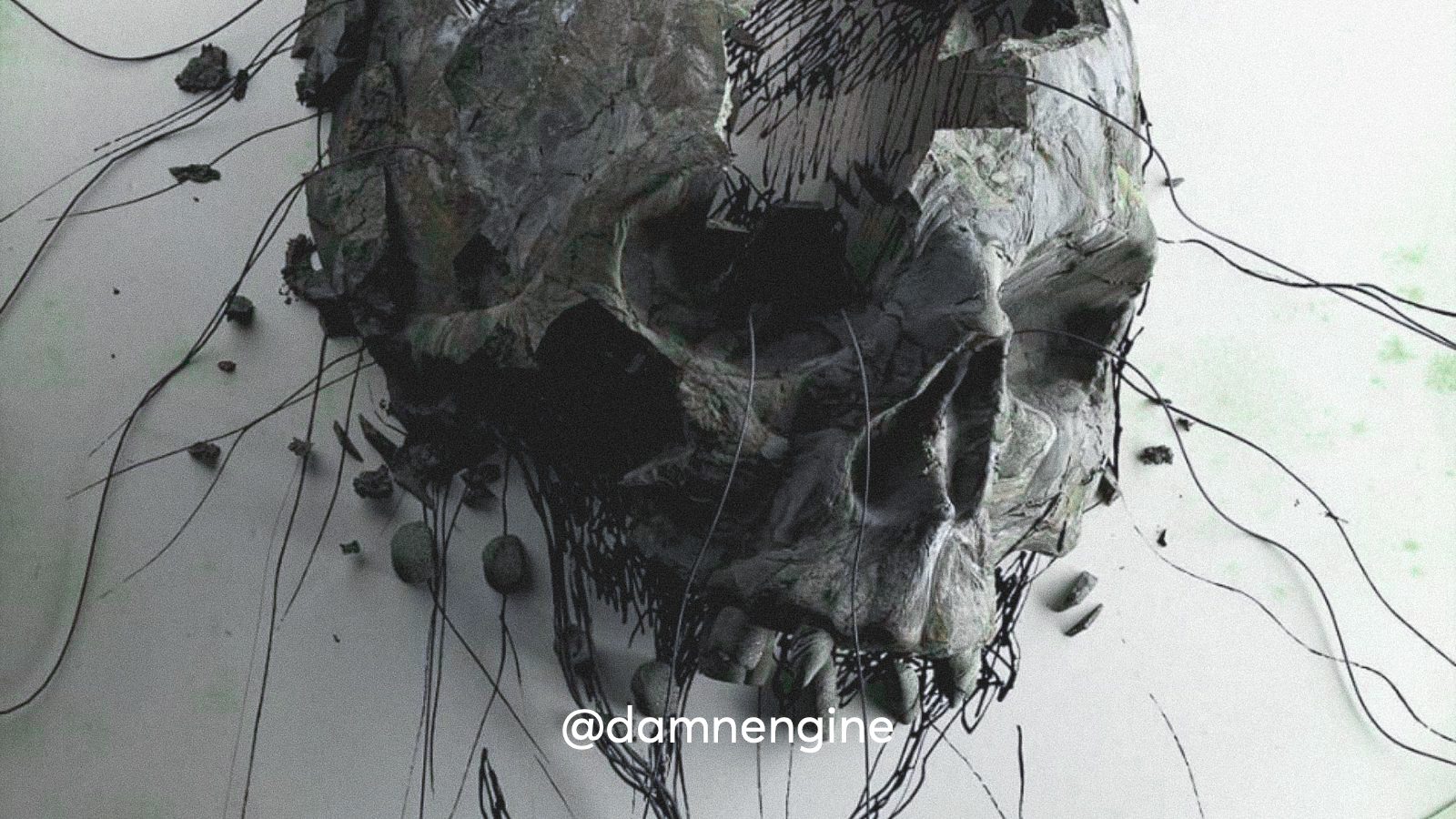 An art installation of a skull depicting pain.