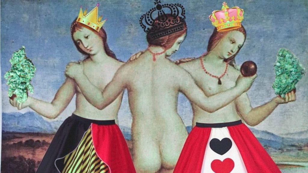 The Immunomodulatory Effects of Cannabis | Wellness | My Supply Co. A collage art of kings and queens holding cannabis and other fruits.