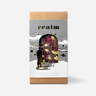 Realm Artisanal Dark Chocolate Magic Mushroom Chocolate Bar Packaging Front