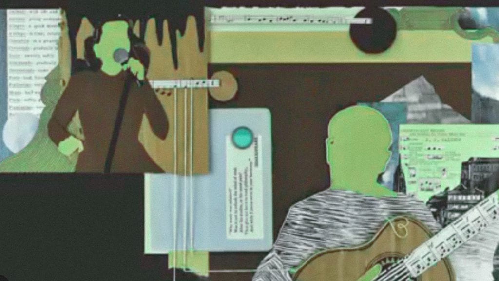The Connection Between Music and Psychedelics | Culture | My Supply Co. A collage art of a guitarist and a vocalist, a depiction of music therapy.