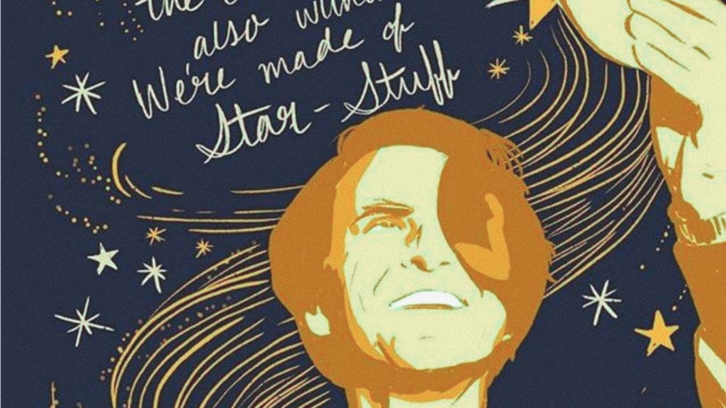 5 Revolutionaries of the Psychedelic Movement: Who’s Behind the Scenes? | Culture | My Supply Co. An illustration of Carl Sagan holding up a star with one of his quotes in the background saying that "we're made of star stuff".