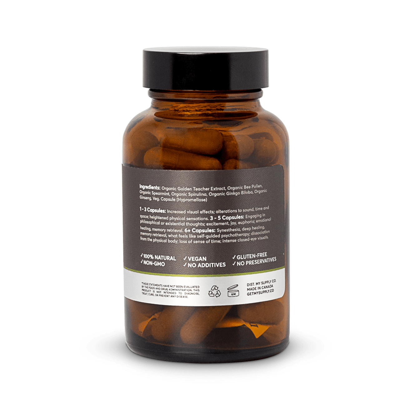 Balanced High (A.K.A. Scooby Snacks) Microdose Mushroom Capsules (Back)