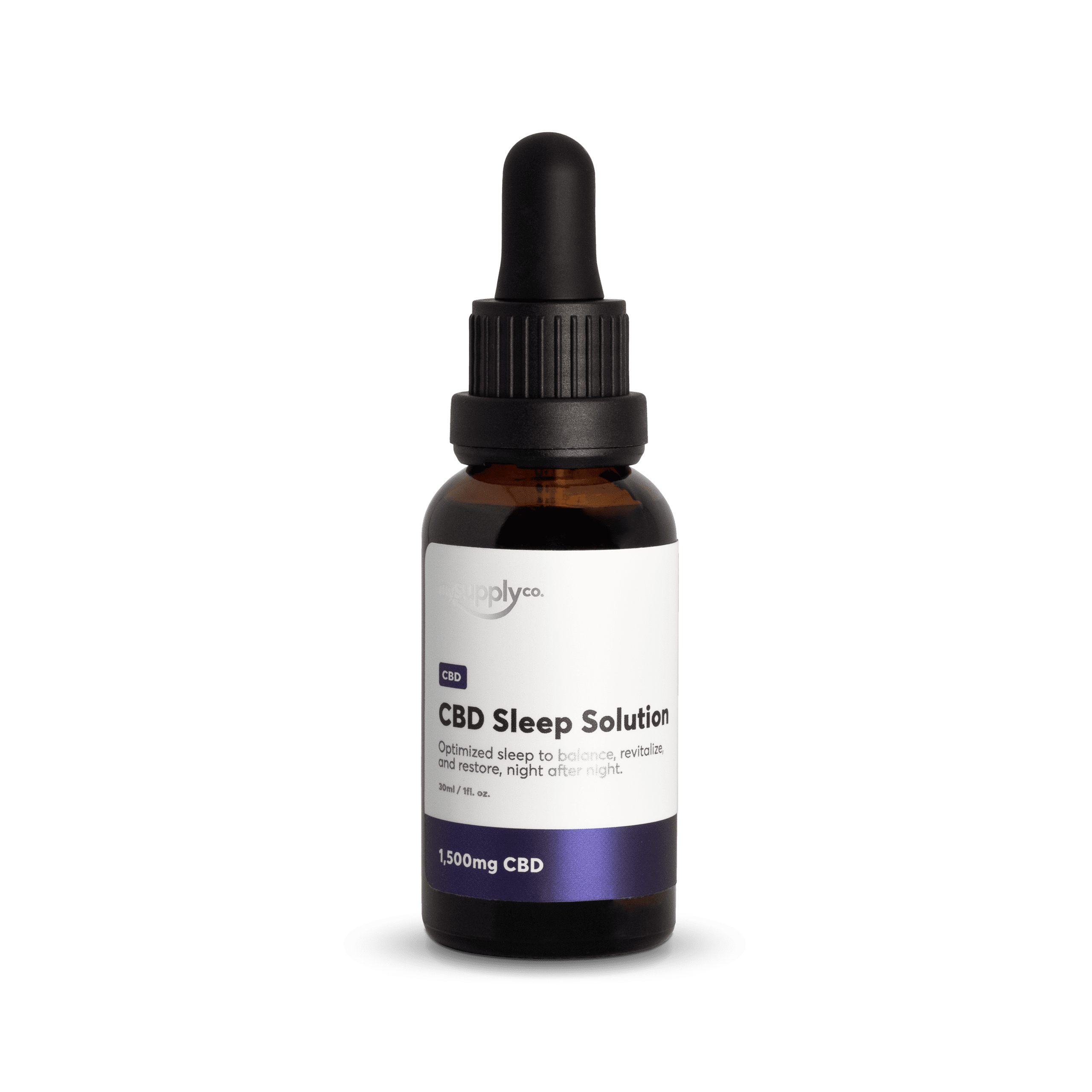 Optimize your body's healing power at night. | My Supply Co. CBD Sleep Solution with 1,500mg full-spectrum CBD plus a potent sleep complex (Front)