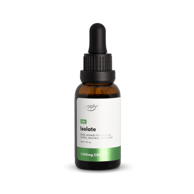 CBD Isolate Oil with 1,500mg CBD isolate per bottle (Front)