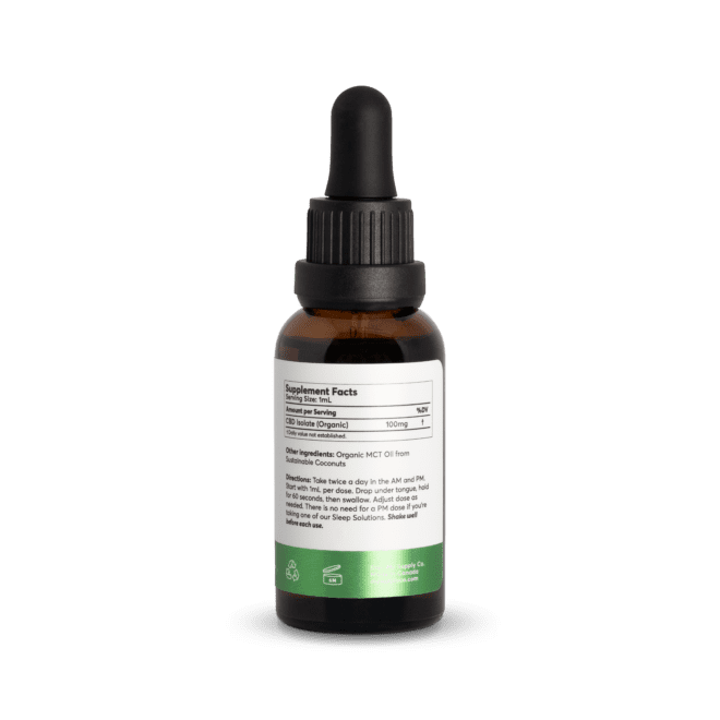 CBD Isolate Oil with 3,000mg CBD isolate per bottle (Back)