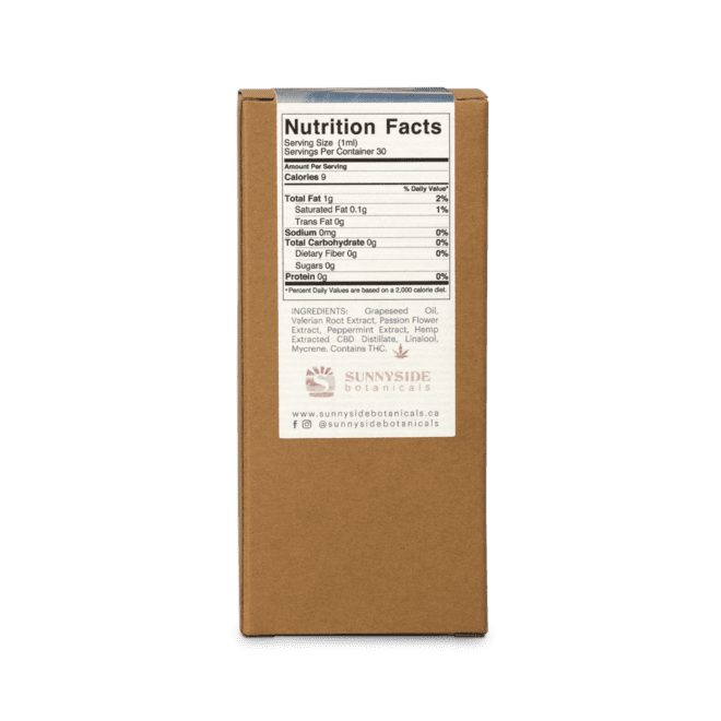 Sleep Tincture Package Back (Full-spectrum CBD) by Sunnyside Botanicals
