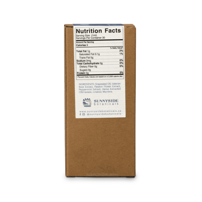 Sleep Tincture Packaging Back (CBD Isolate) by Sunnyside Botanicals