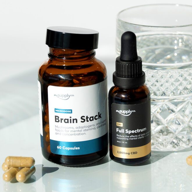 My Supply Co. Unstress Stacks - Daily Brain Support - Full Spectrum CBD and Brain Stack Microdose Capsules