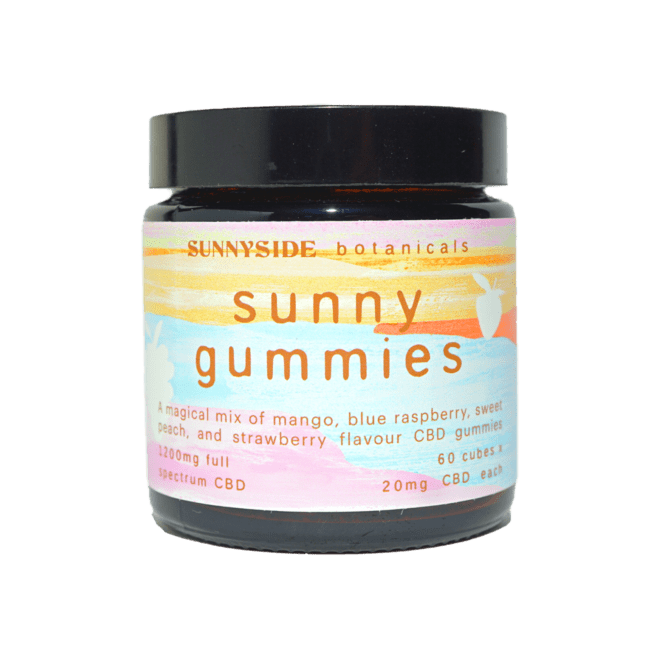 Jar of Sunnyside Botanicals' Full-spectrum CBD Gummies
