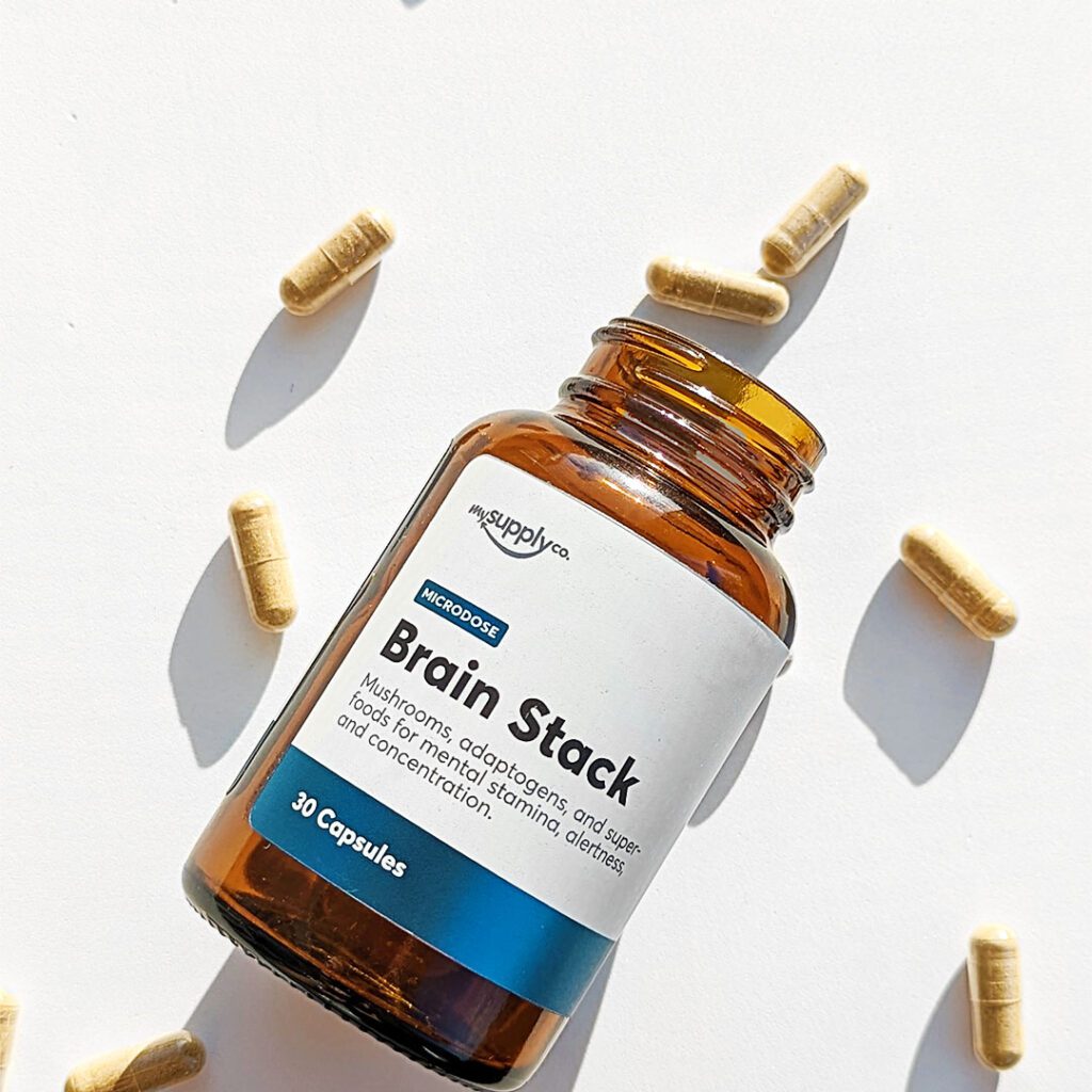 Brain Stack Nootropic Magic Mushroom Microdose Capsules in Canada by My Supply Co.