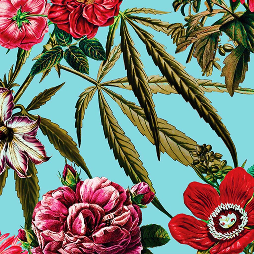 Cover Image of Flowers and Cannabis Leaves for Guide to THC