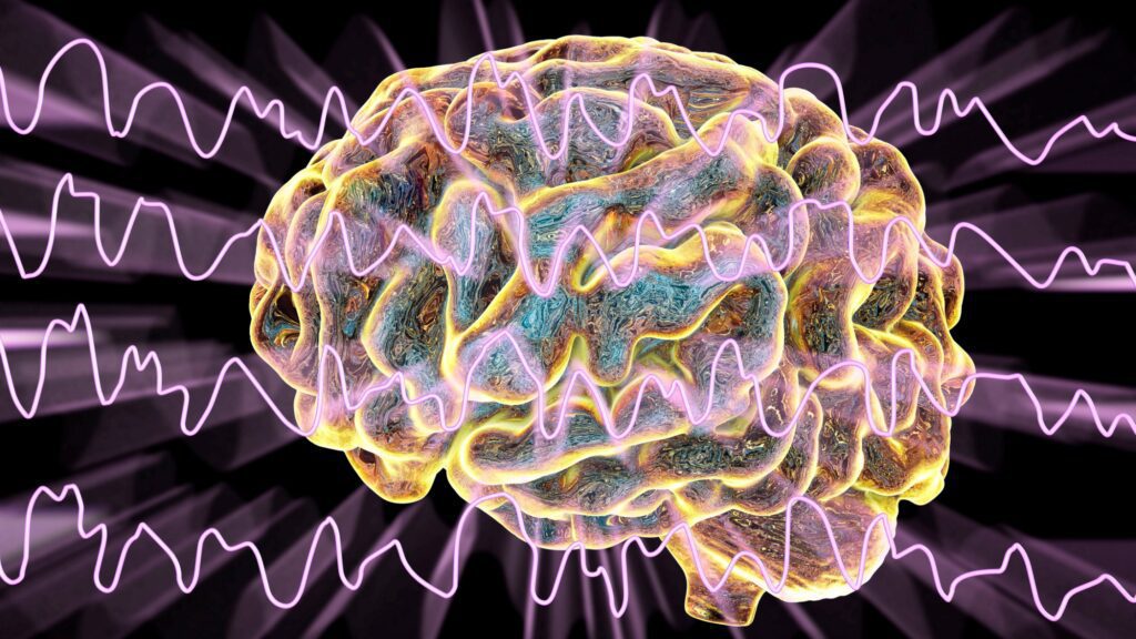 Graphic of brain being stimulated for article on microdosing for ADHD