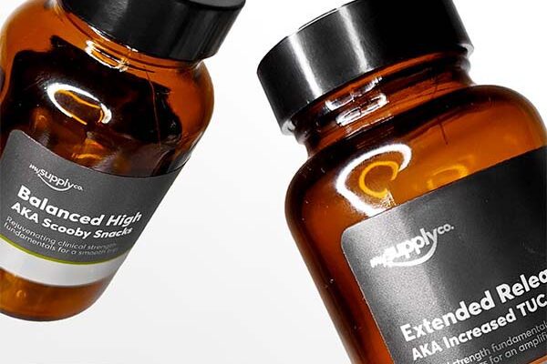 6 Ways to Hide the Taste of Magic Mushrooms | Magic Mushrooms 101 | My Supply Co. Balanced High (A.K.A. Scooby Snacks) Microdose Mushroom Capsules (Front)