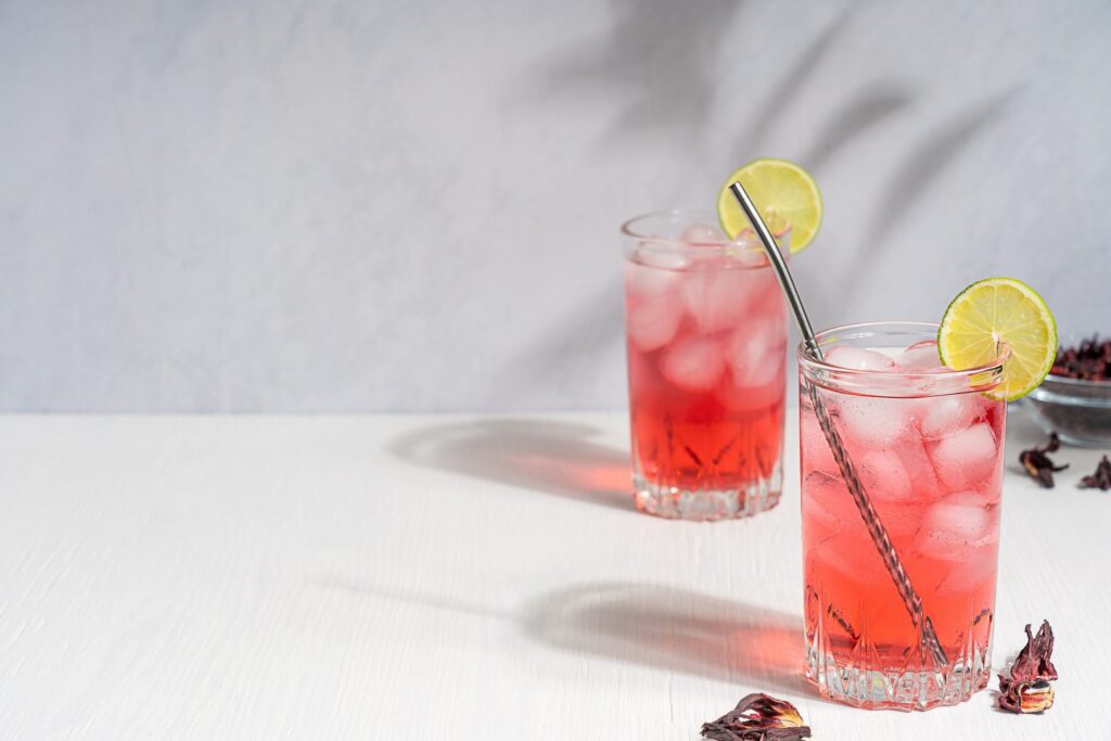8 Cannabis Mocktail Recipes You Need to Try This Summer | Recipes | My Supply Co. Image of hibiscus spritz for an article on cannabis mocktail recipes